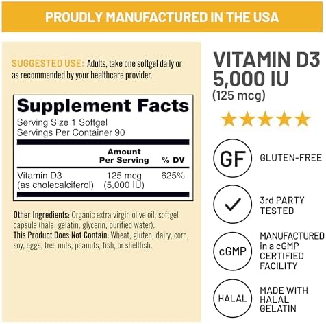 Vitamin D3 5000 IU – Immune & Bone Support
