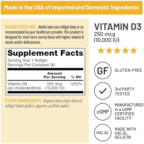 Vitamin D3 5000 IU – Immune & Bone Support