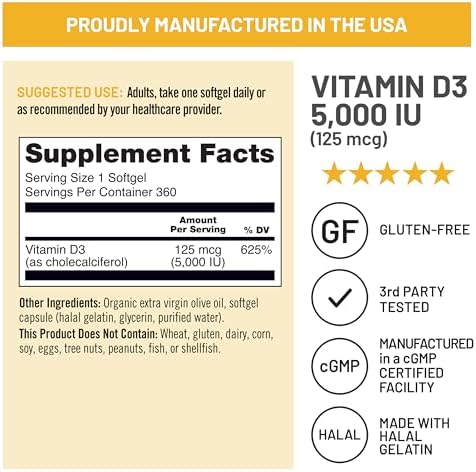 Vitamin D3 5000 IU – Immune & Bone Support