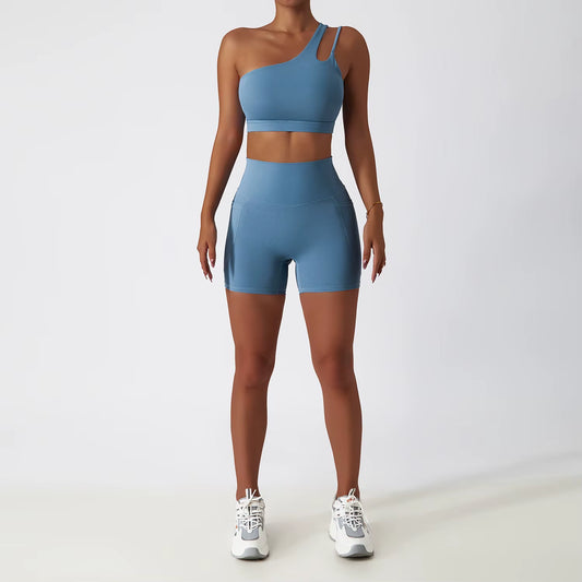 Scrunch Workout Suit Women Two-Piece Yoga Suit Sportswear Gym Set Women Tracksuit Running Yoga Clothes Sports Bra Fitness Shorts