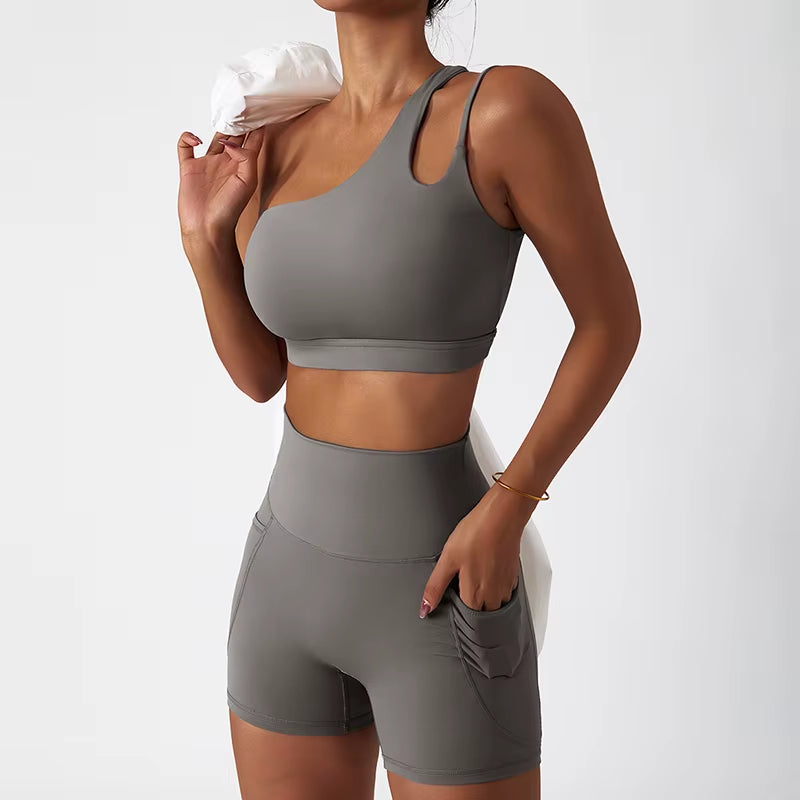 Scrunch Workout Suit Women Two-Piece Yoga Suit Sportswear Gym Set Women Tracksuit Running Yoga Clothes Sports Bra Fitness Shorts
