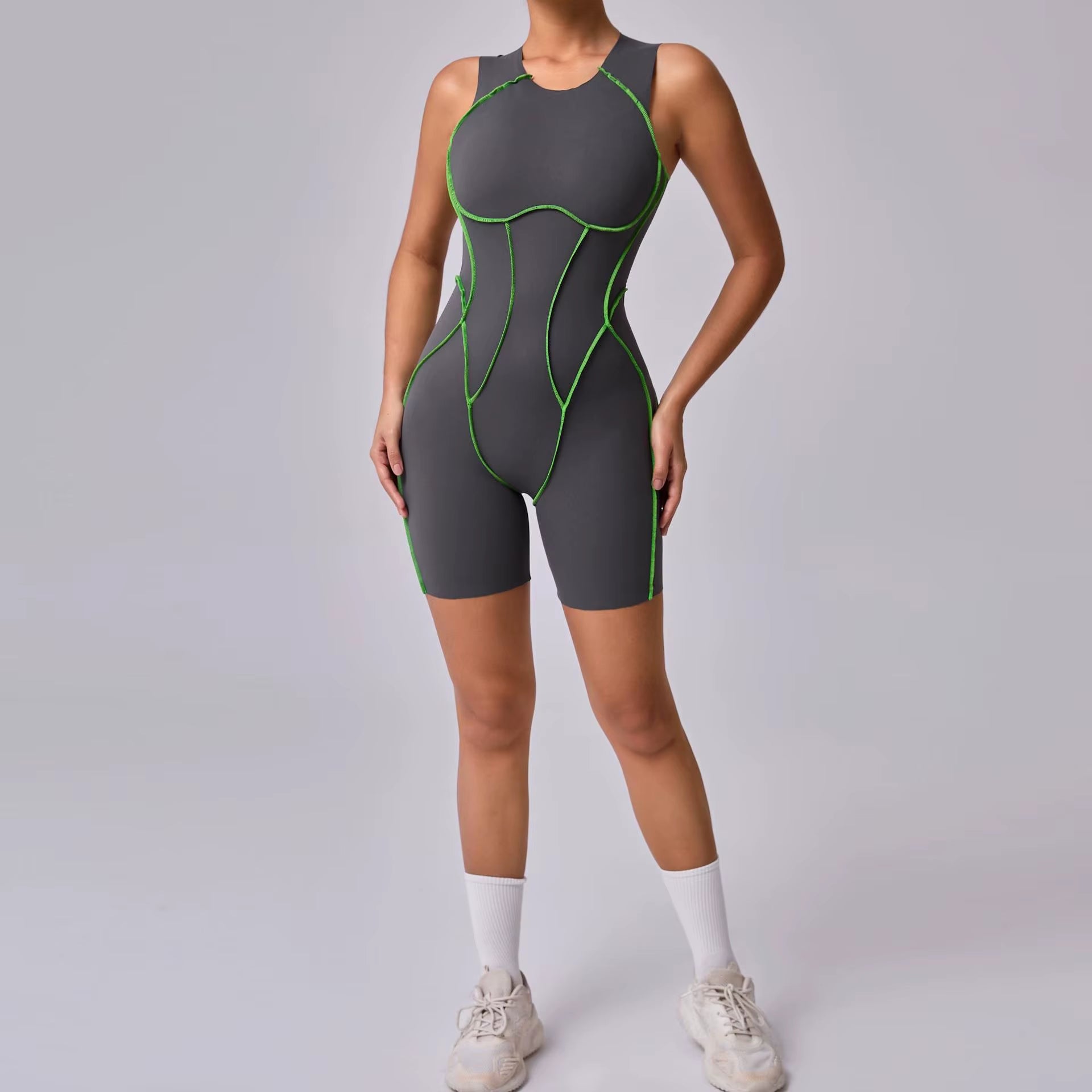 Women Sports Jumpsuit Women Gym Rompers Sleeveless Sportswear Backless Overalls Women Short One-Piece Suit