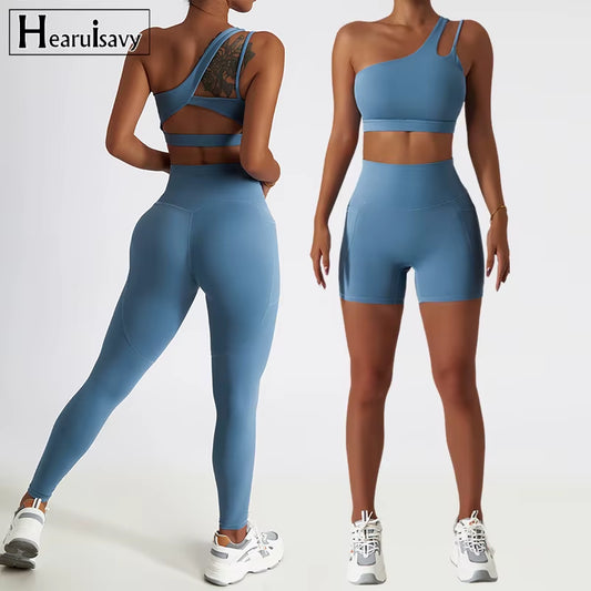 Scrunch Workout Suit Women Two-Piece Yoga Suit Sportswear Gym Set Women Tracksuit Running Yoga Clothes Sports Bra Fitness Shorts