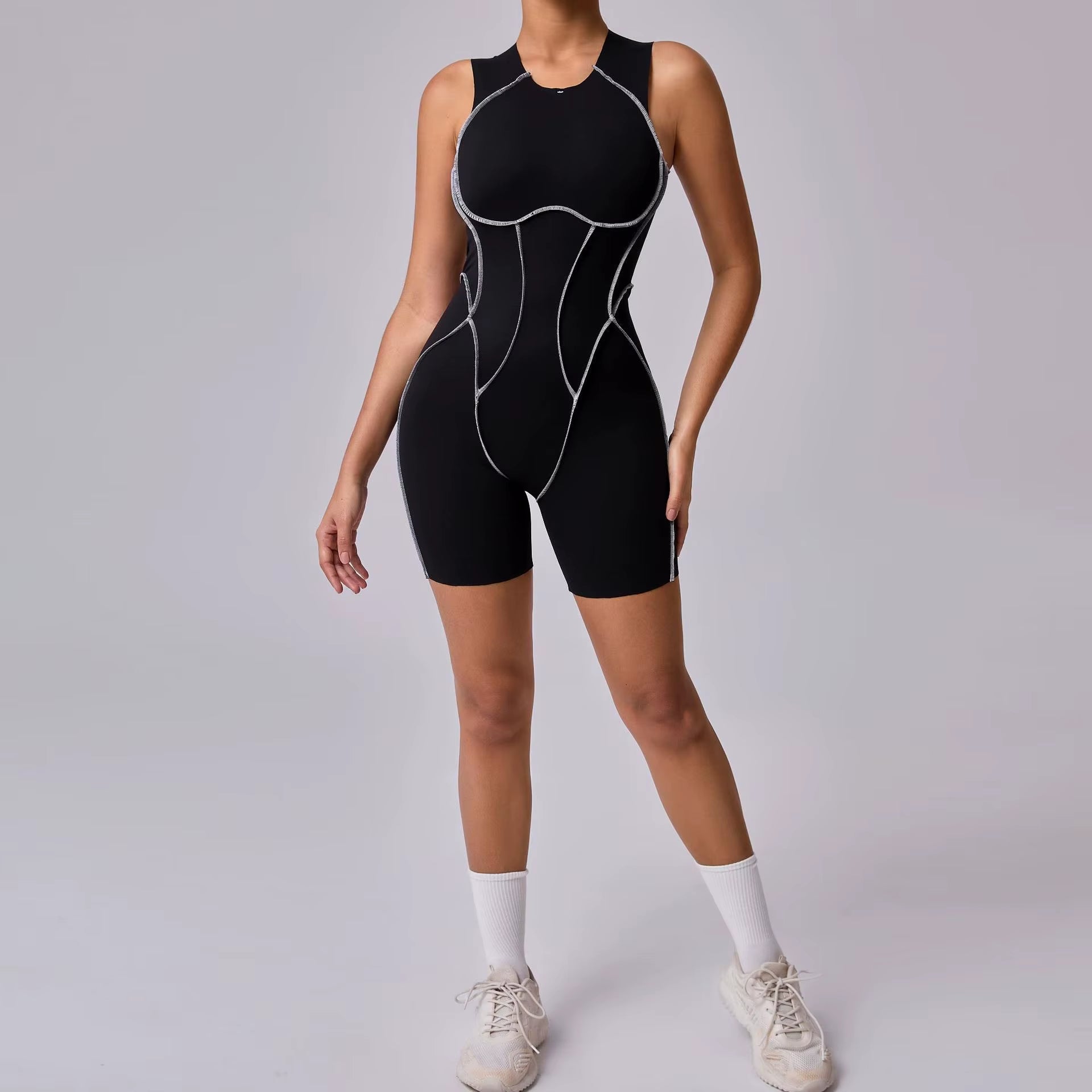 Women Sports Jumpsuit Women Gym Rompers Sleeveless Sportswear Backless Overalls Women Short One-Piece Suit