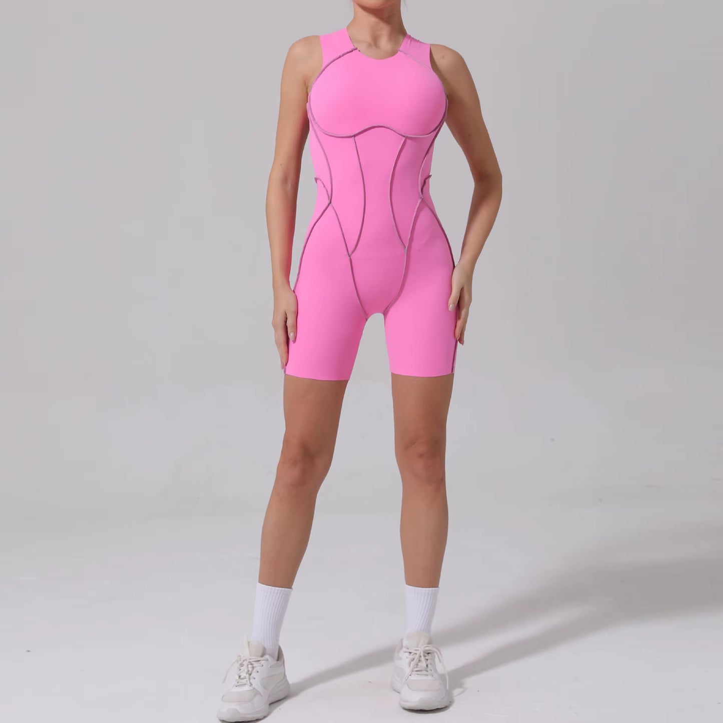 Women Sports Jumpsuit Women Gym Rompers Sleeveless Sportswear Backless Overalls Women Short One-Piece Suit
