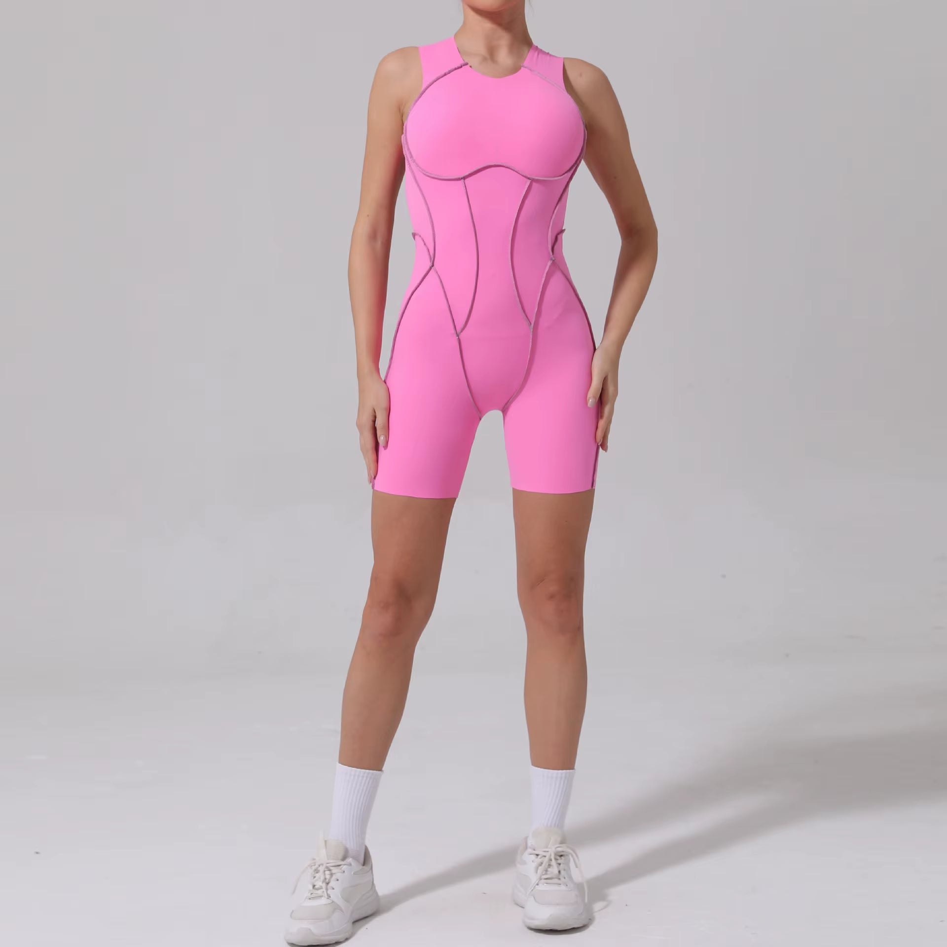 Women Sports Jumpsuit Women Gym Rompers Sleeveless Sportswear Backless Overalls Women Short One-Piece Suit
